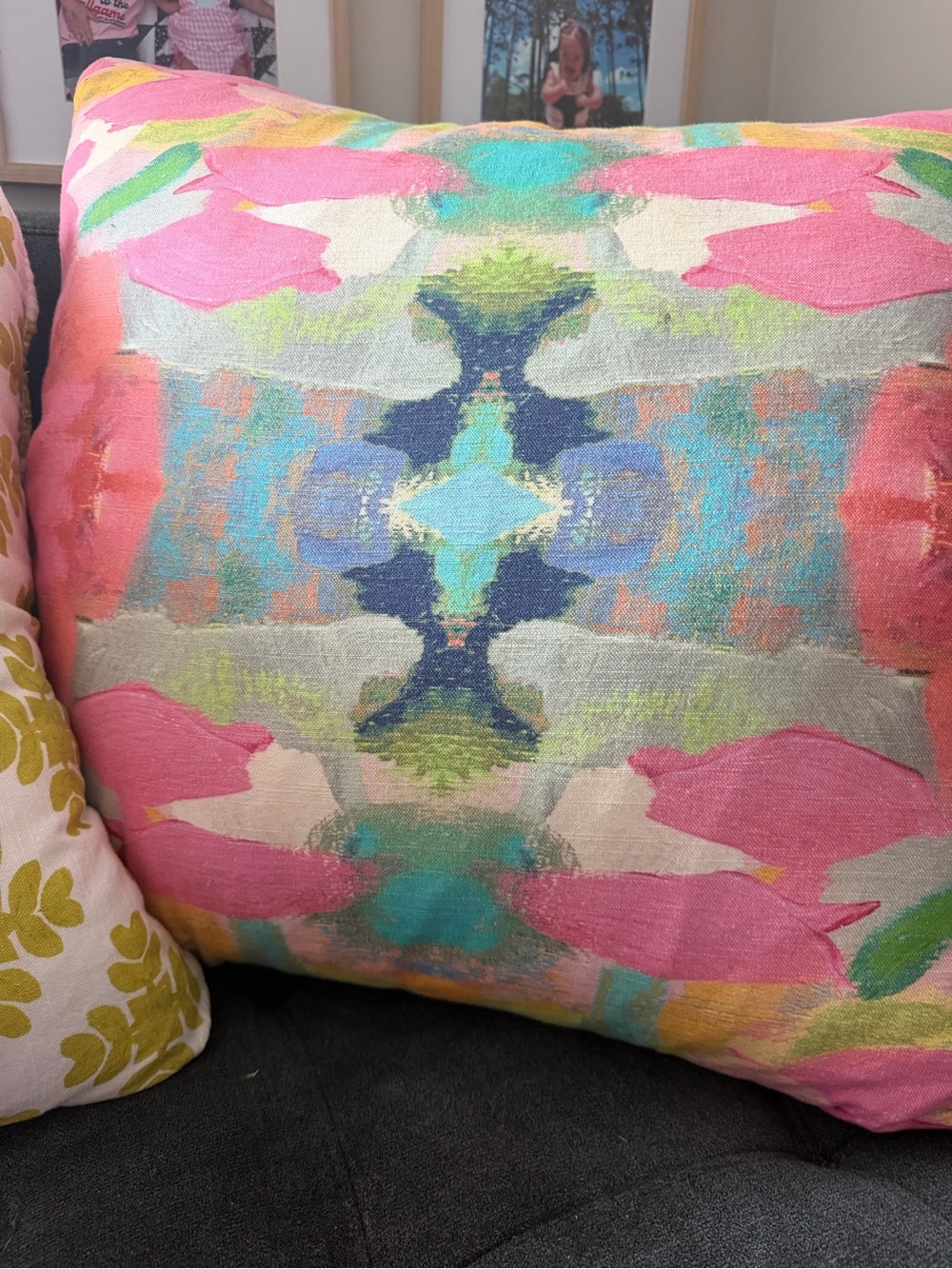 Laura Park Pink Paradise Linen Cotton Pillow - Picture 2 of 3